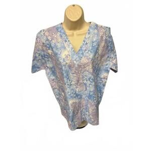 MARYLAND‎ SCRUBS WOMENS SCRUB TOP SMALL BLUE FLORAL